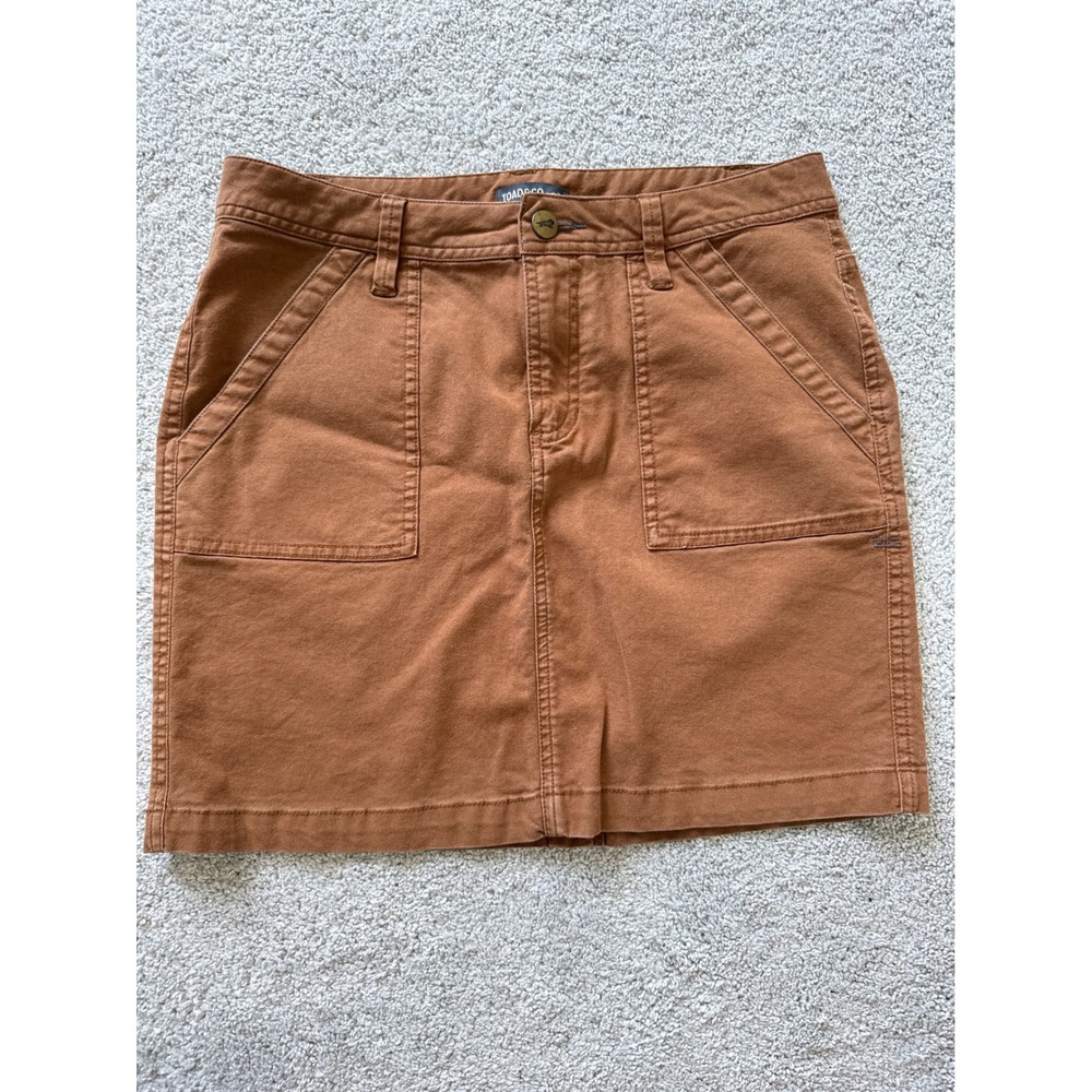 Toad&Co Chaka‎ Skirt Womens 4 Brown Organic Cotton Tencel Stretch Utility Mini